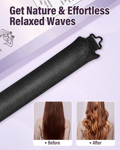 Heatless Curls Overnight Hair Curlers - 4 Pcs No-Heat Curling Rod to Sleep In,Velvet Hair Rollers with Satin Wrap