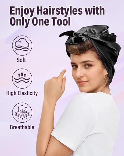 Heatless Curls Overnight Hair Curlers - 4 Pcs No-Heat Curling Rod to Sleep In,Velvet Hair Rollers with Satin Wrap