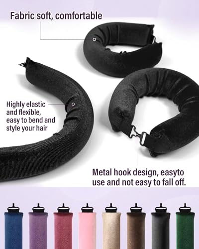 Heatless Curls Overnight Hair Curlers - 4 Pcs No-Heat Curling Rod to Sleep In,Velvet Hair Rollers with Satin Wrap