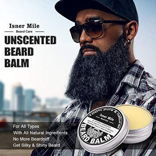 Isner Mile Fathers Gifts for Husband: Beard Grooming Kit for Men Care with Beard Oil Balm Wash Brush Comb & Straight Razor, Christmas Stocking Stuffers Valentines Birthday Gifts for Men Him Boyfriend