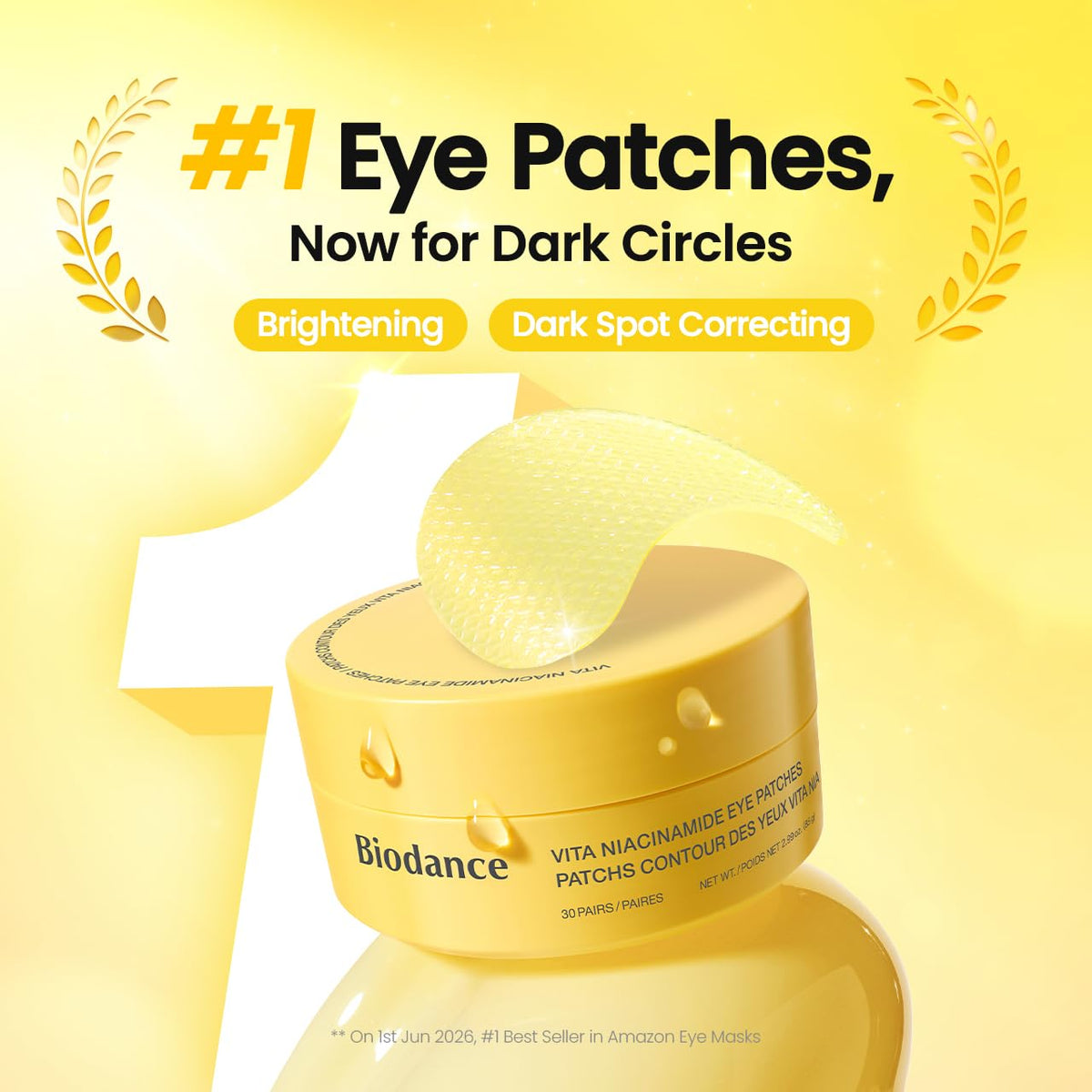 BIODANCE Hydrogel Eye Patches for Under Eye - Caviar PDRN, Depuffing & Eye Bags (60 Count)