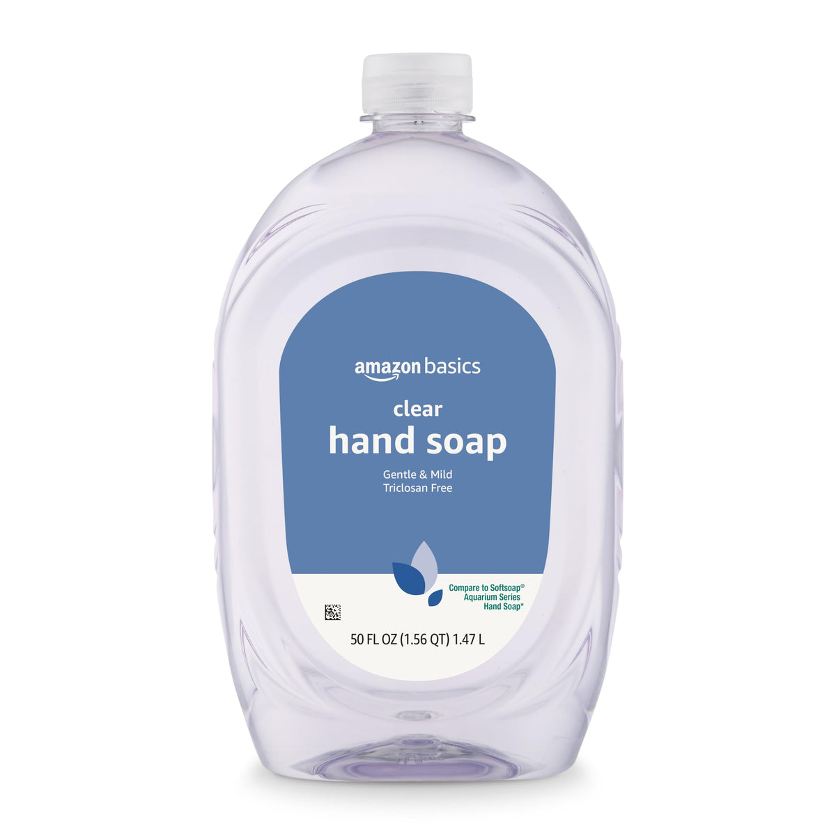 Amazon Basics Gentle & Mild Clear Liquid Hand Soap Refill, Triclosan-Free, Dermatologist-Tested, 50 Fl Oz, 2-Pack (Previously Solimo)