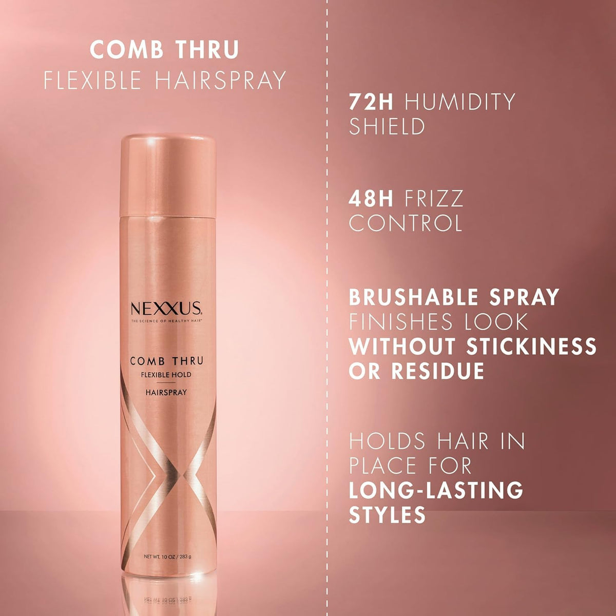 Nexxus Flexible Hold Hairspray Comb Thru for a Lightweight, Brushable Hold, with StyleProtect Technology 10 oz (Pack of 2)