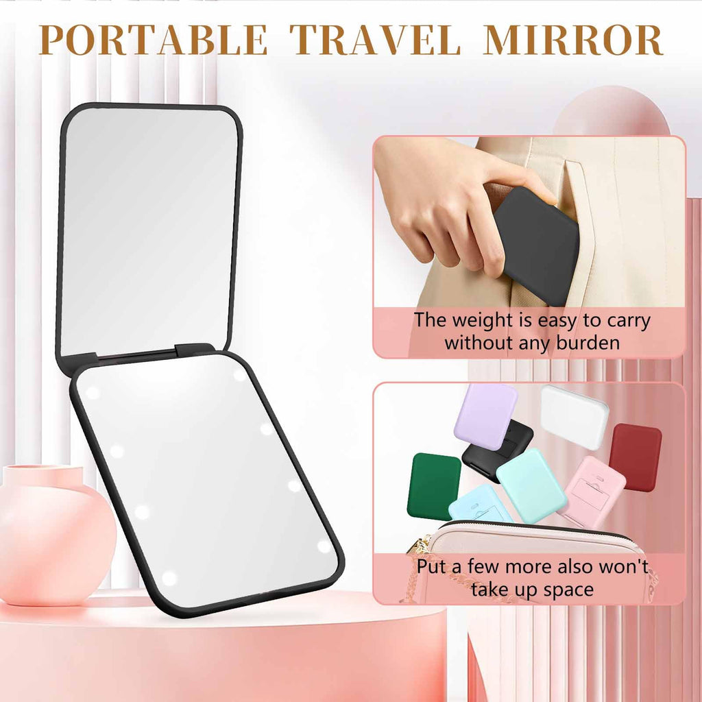 Kakuje Compact Mirror, 1X/3X Magnification LED Pocket Mirror with Nternal BIattery, Mini Mirror for Purse, Pocket,Travel and Present