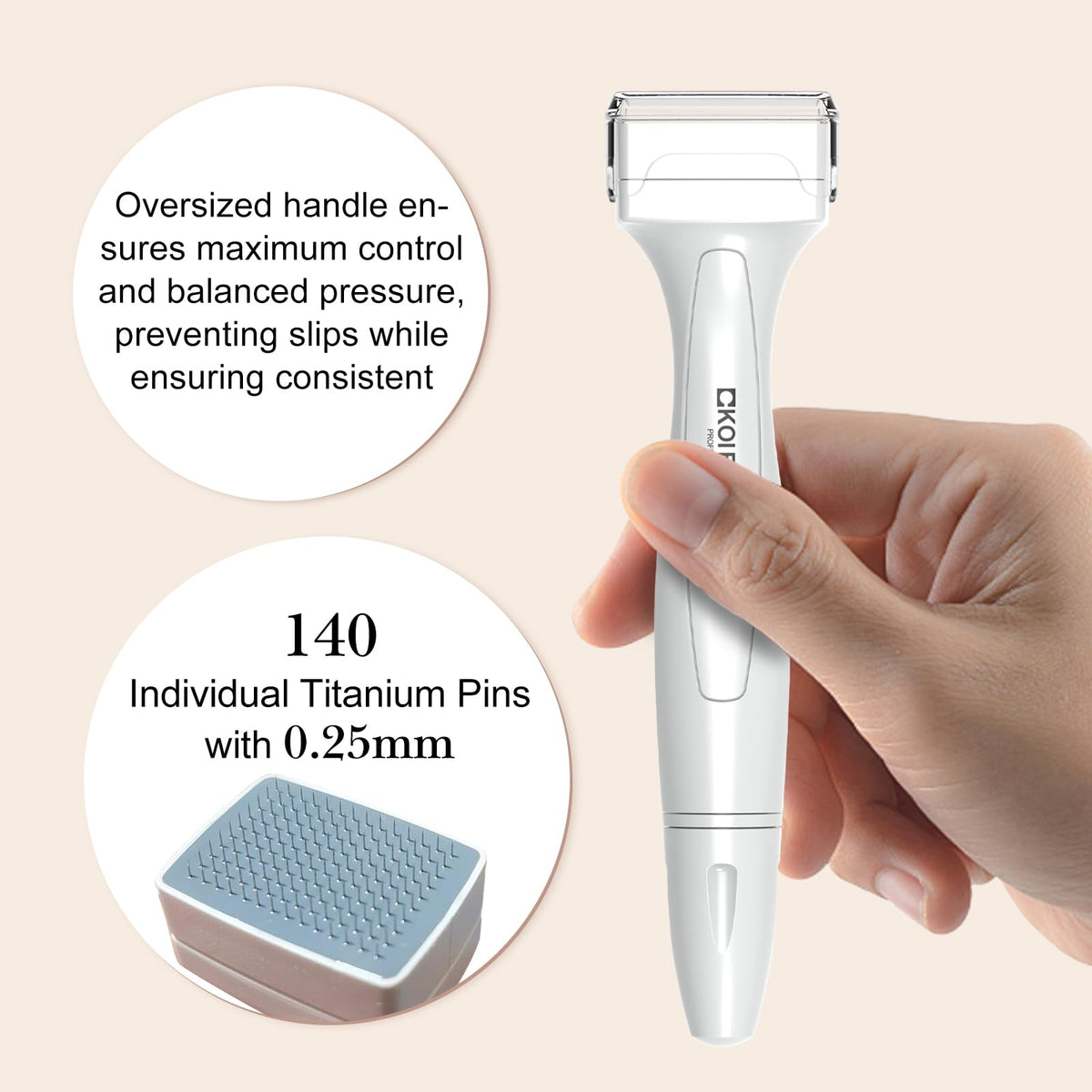 Koi Beauty Titanium 0.25 mm Microneedling Derma Stamp, Micro Needling Skin Care Tool, Microneedle Stamp for Men and Women