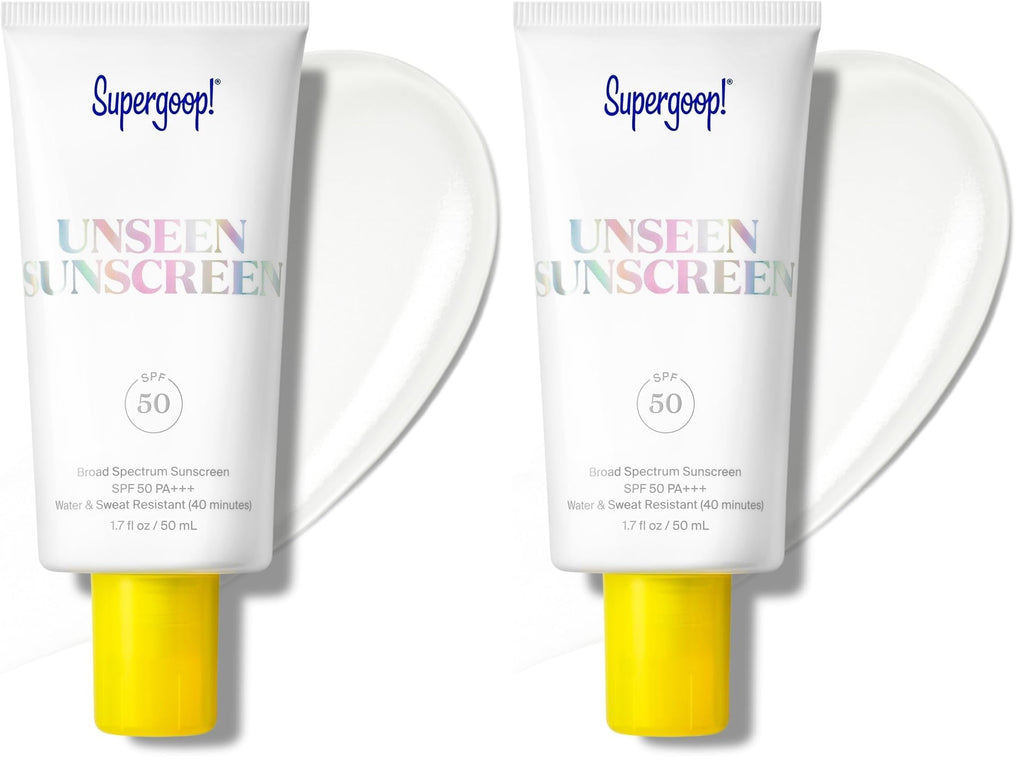 Supergoop! Unseen Sunscreen - SPF 50 - Clear & Invisible Face Sunscreen + Broad Spectrum + Makeup-Gripping Primer - Weightless, Scentless, Oil Free