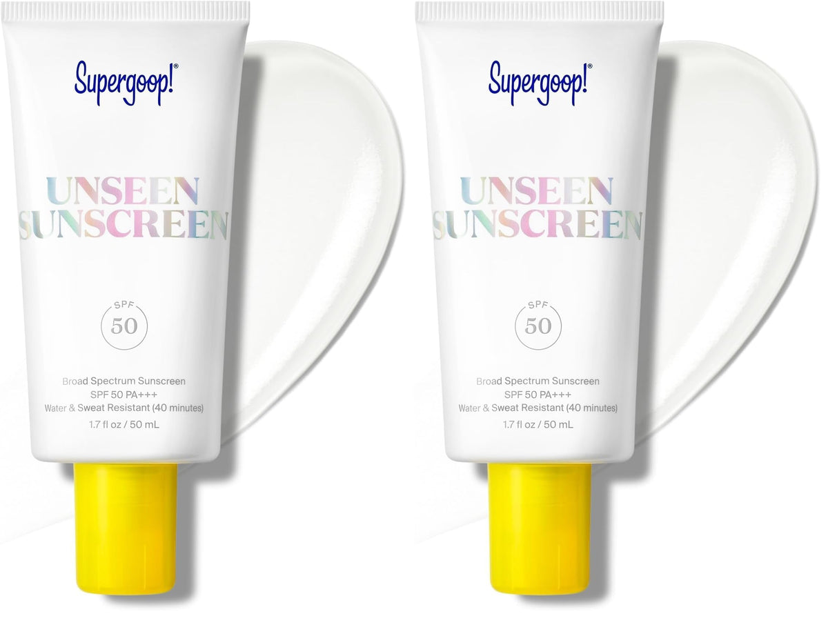 Supergoop! Unseen Sunscreen - SPF 50 - Clear & Invisible Face Sunscreen + Broad Spectrum + Makeup-Gripping Primer - Weightless, Scentless, Oil Free