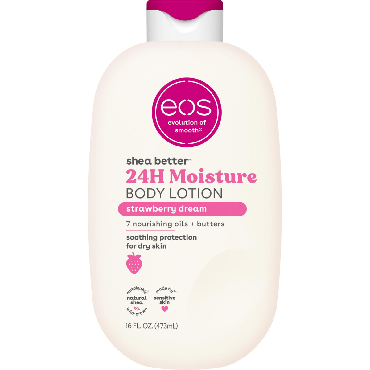 eos Shea Better Body Lotion, Fresh & Cozy, 24-Hour Moisture Skin Care, Lightweight & Non-Greasy, Natural Shea, Vegan, 16 fl oz