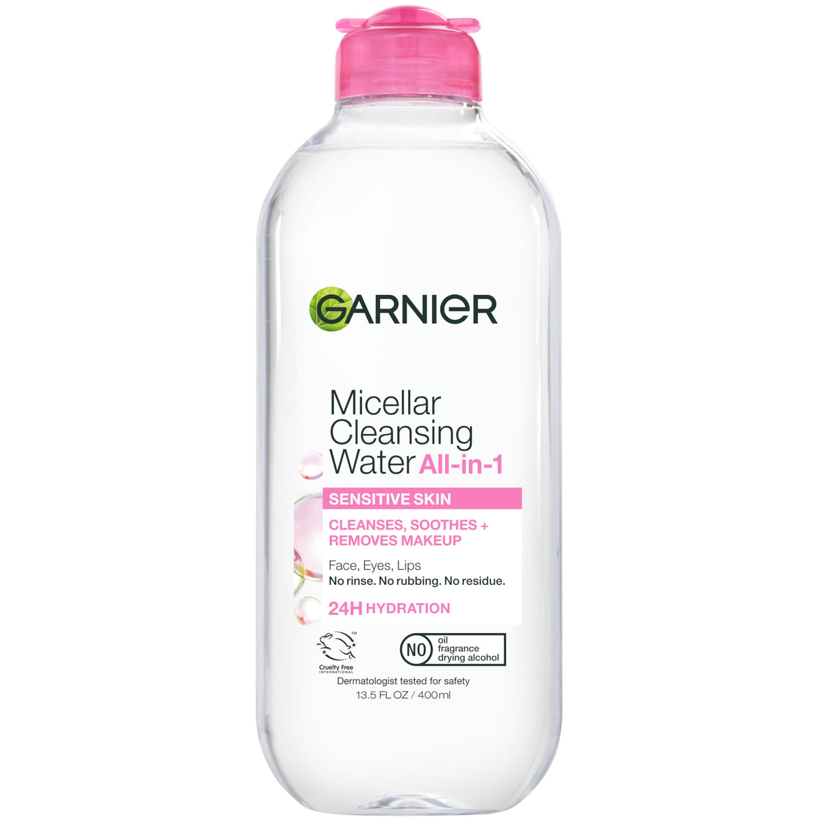Garnier Micellar Water, Hydrating Facial Cleanser & Makeup Remover, Suitable for Sensitive Skin, Vegan, Cruelty Free, 13.5 Fl Oz (400mL), 2 Count