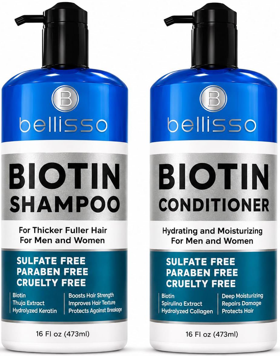 Biotin Shampoo and Conditioner Set - Sulfate and Paraben Free Treatment for Men and Women - Hair Thickening Volumizing Products to Help Boost Thinning Hair with Added Keratin