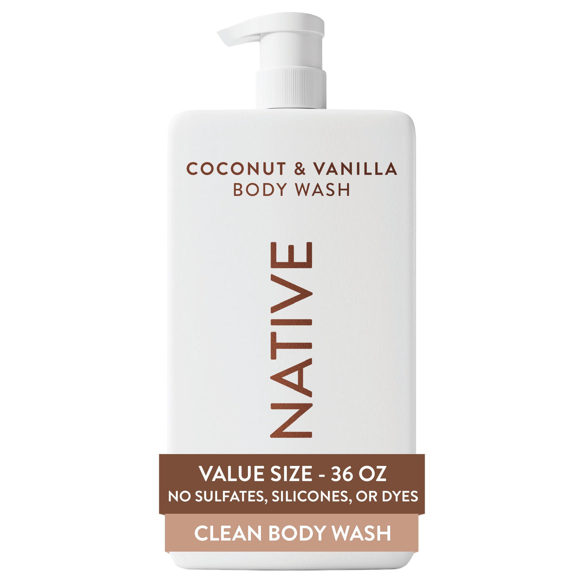 Native BODY WASH BODY LIQUID COCONUT AND VANILLA BOTTLE 36 FLUID OUNCE