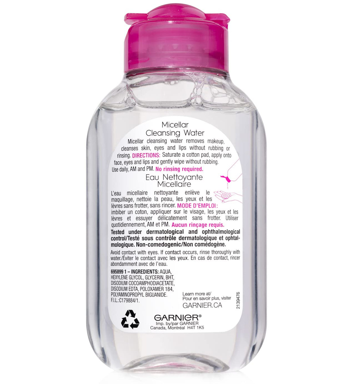 Garnier Micellar Water, Hydrating Facial Cleanser & Makeup Remover, Suitable for Sensitive Skin, Vegan, Cruelty Free, 13.5 Fl Oz (400mL), 2 Count