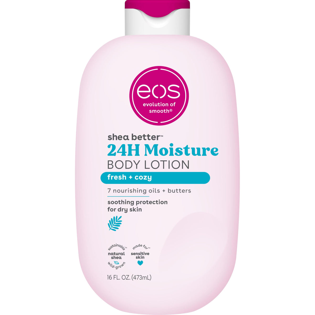 eos Shea Better Body Lotion, Fresh & Cozy, 24-Hour Moisture Skin Care, Lightweight & Non-Greasy, Natural Shea, Vegan, 16 fl oz