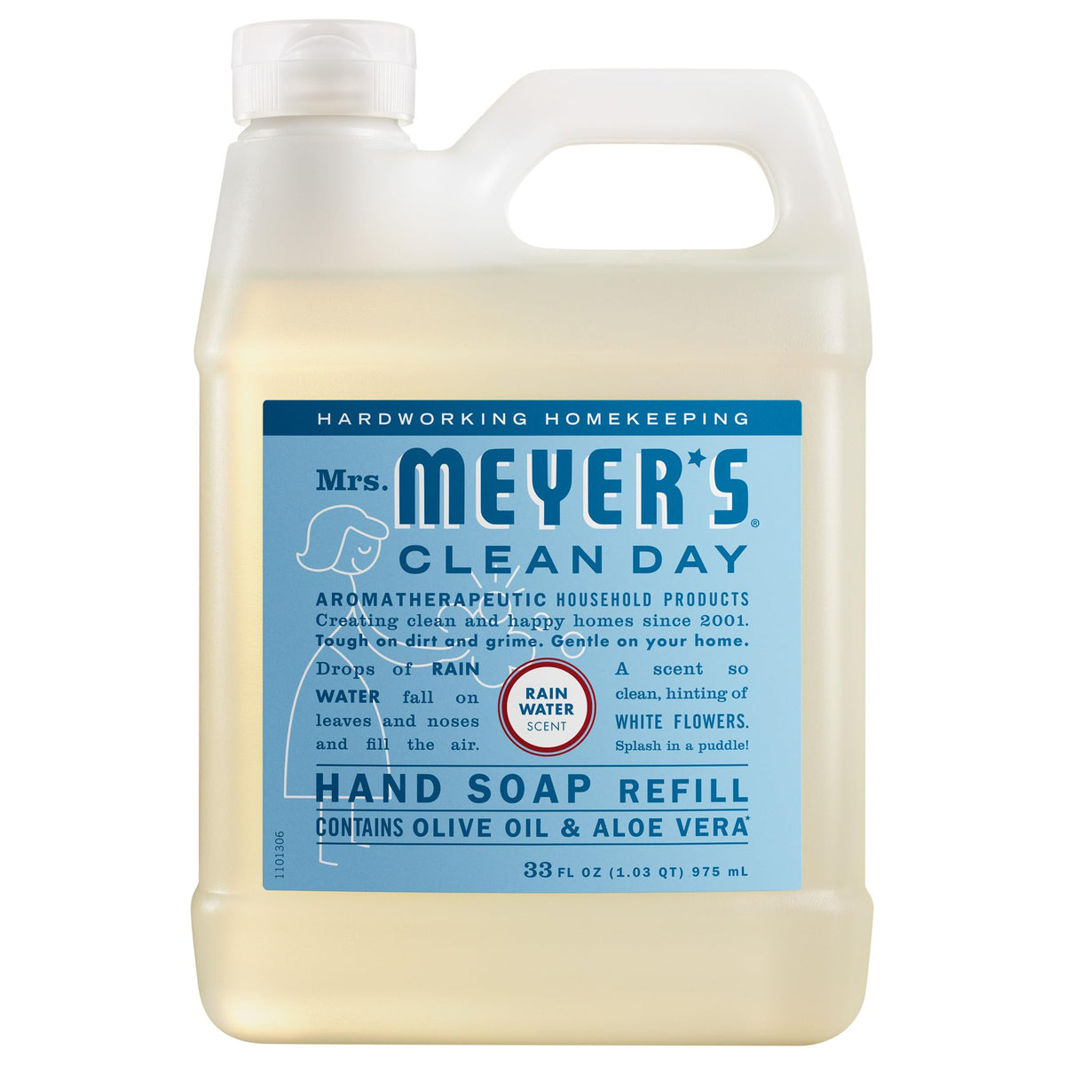Mrs. MEYER'S CLEAN DAY Liquid Hand Soap Refill, Cruelty Free and Biodegradable Hand Wash Made with Essential Oils