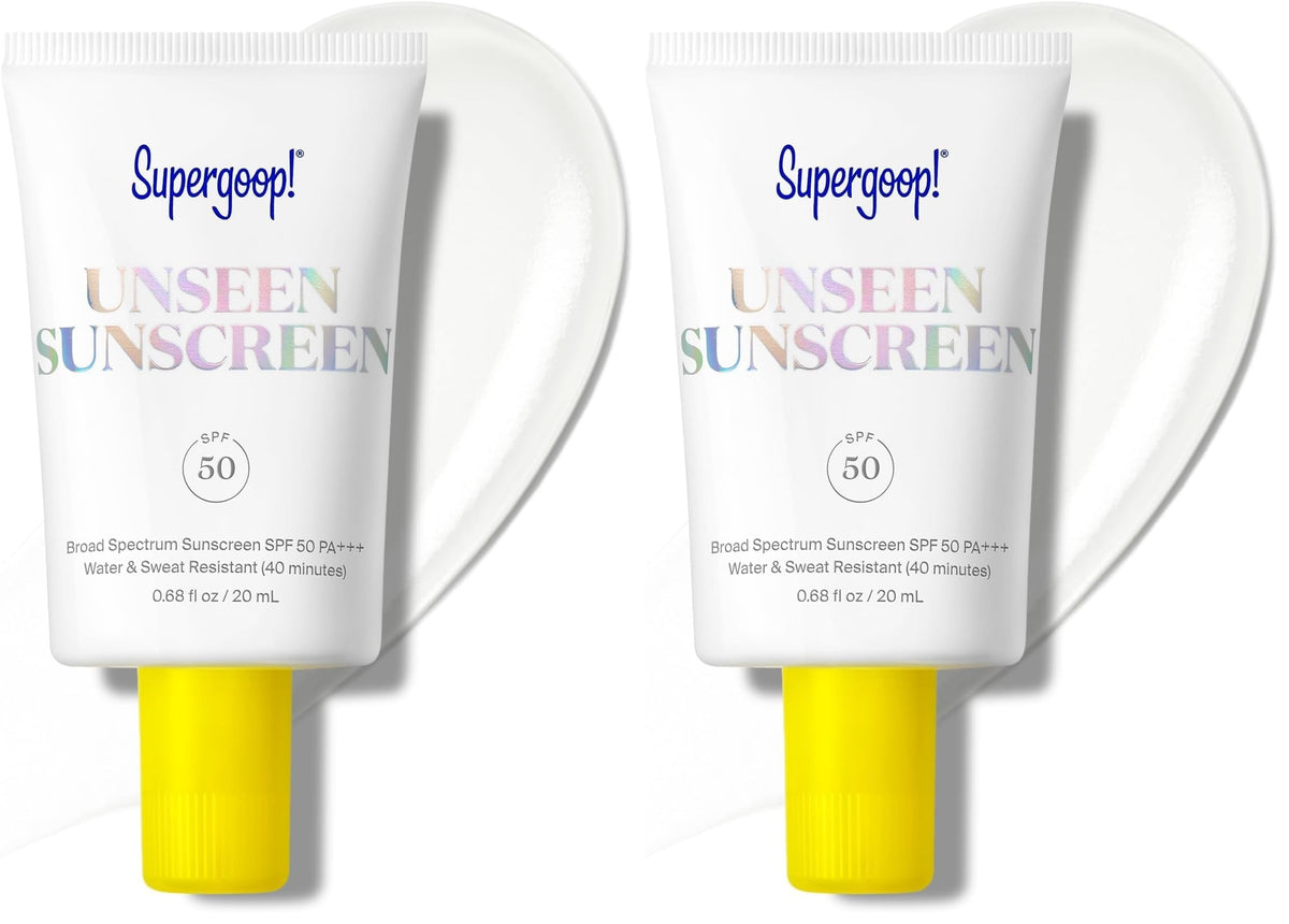 Supergoop! Unseen Sunscreen - SPF 50 - Clear & Invisible Face Sunscreen + Broad Spectrum + Makeup-Gripping Primer - Weightless, Scentless, Oil Free