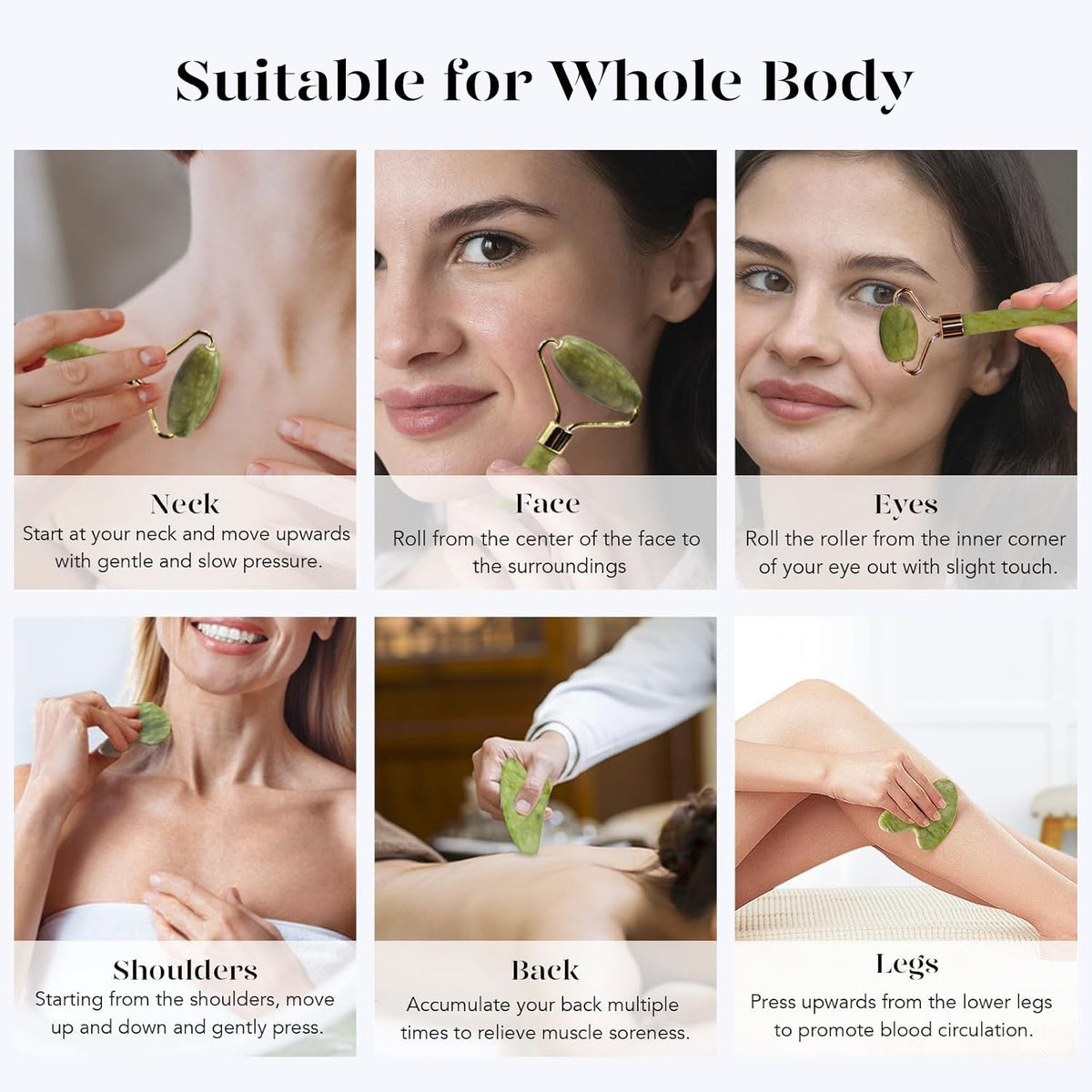 BAIMEI Jade Roller and Gua Sha Set Face Roller and Gua Sha Facial Tools for Skin Care Routine and Puffiness