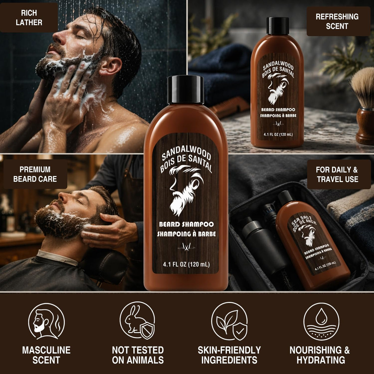Rinse & Robust Beard Care Kit for Men 6 PCS Gifts for Him