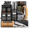 Isner Mile Fathers Gifts for Husband: Beard Grooming Kit for Men Care with Beard Oil Balm Wash Brush Comb & Straight Razor, Christmas Stocking Stuffers Valentines Birthday Gifts for Men Him Boyfriend