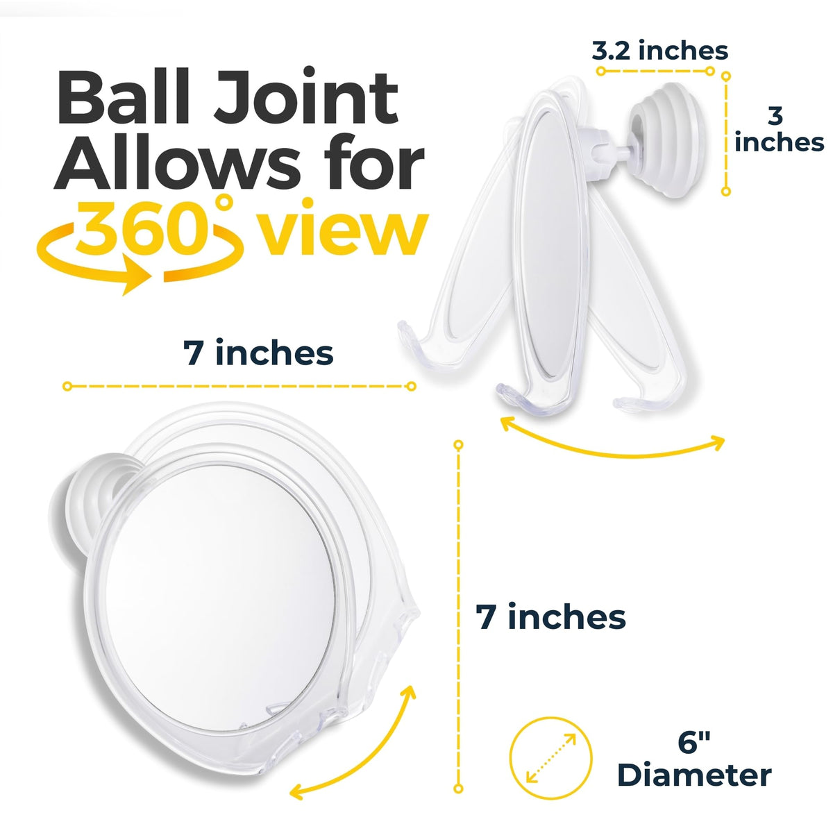 HONEYBULL Fogless Shower Mirror for Shaving with Suction Mount & Razor Hook