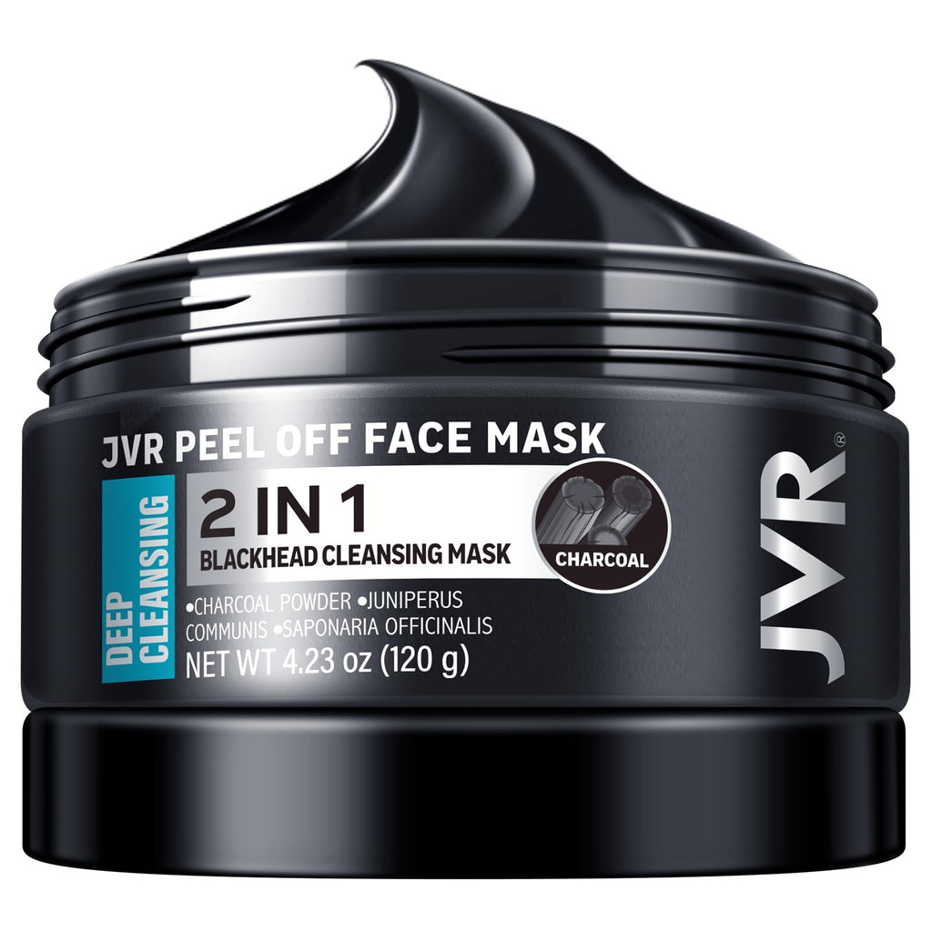 JVR Peel Off Face Mask, Blackhead Remover Mask for Men, Charcoal Peel Off Black Mask, Facial Mask Purifying and Deep Cleansing for All Skin Types