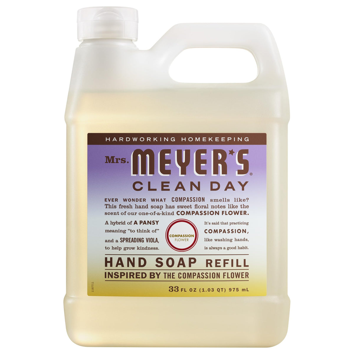 Mrs. MEYER'S CLEAN DAY Liquid Hand Soap Refill, Cruelty Free and Biodegradable Hand Wash Made with Essential Oils