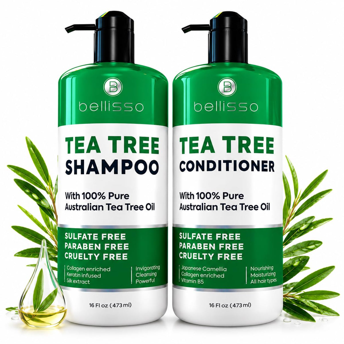 Biotin Shampoo and Conditioner Set - Sulfate and Paraben Free Treatment for Men and Women - Hair Thickening Volumizing Products to Help Boost Thinning Hair with Added Keratin