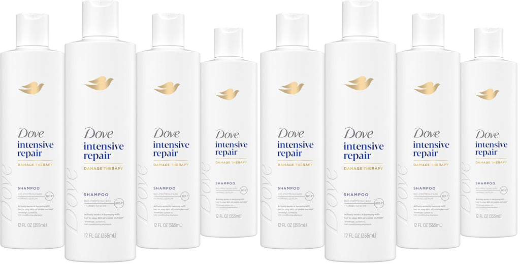 Dove Shampoo 4 count Intensive Repair for Damaged Hair with Bio-Protein Care Technology and Amino Serum 12 Fl Oz