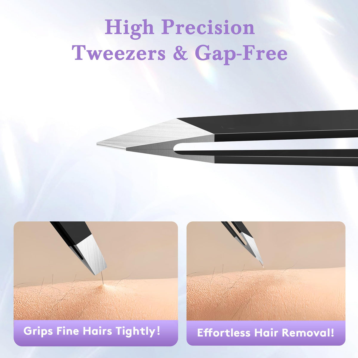 BEDACE Tweezers for Women and Men Facial Hair,Thickened 430 Stainless Steel High Precision and Comfort Slant point Flat Hook tweezer for Eyebrows Ingrown Hair
