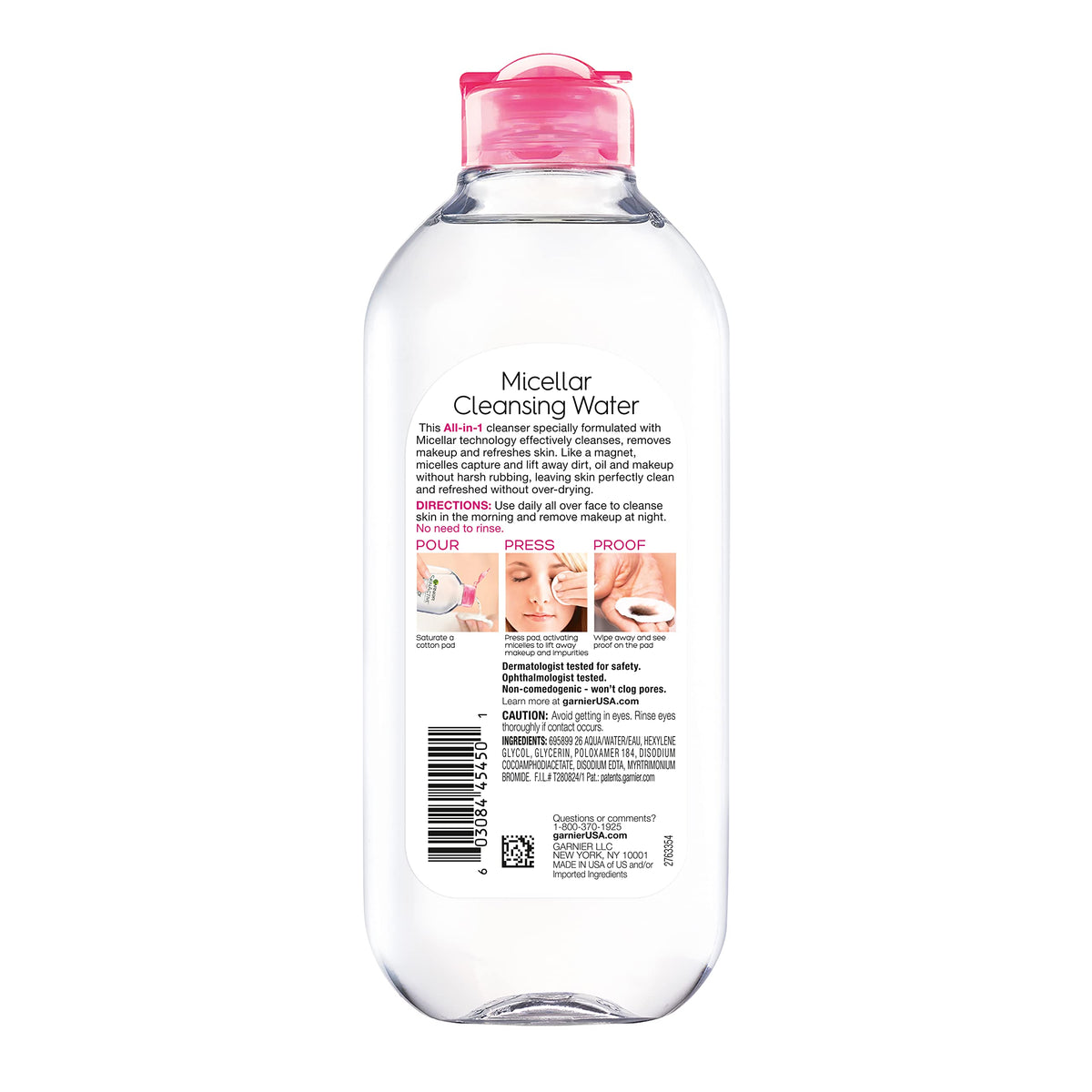 Garnier Micellar Water, Hydrating Facial Cleanser & Makeup Remover, Suitable for Sensitive Skin, Vegan, Cruelty Free, 13.5 Fl Oz (400mL), 2 Count