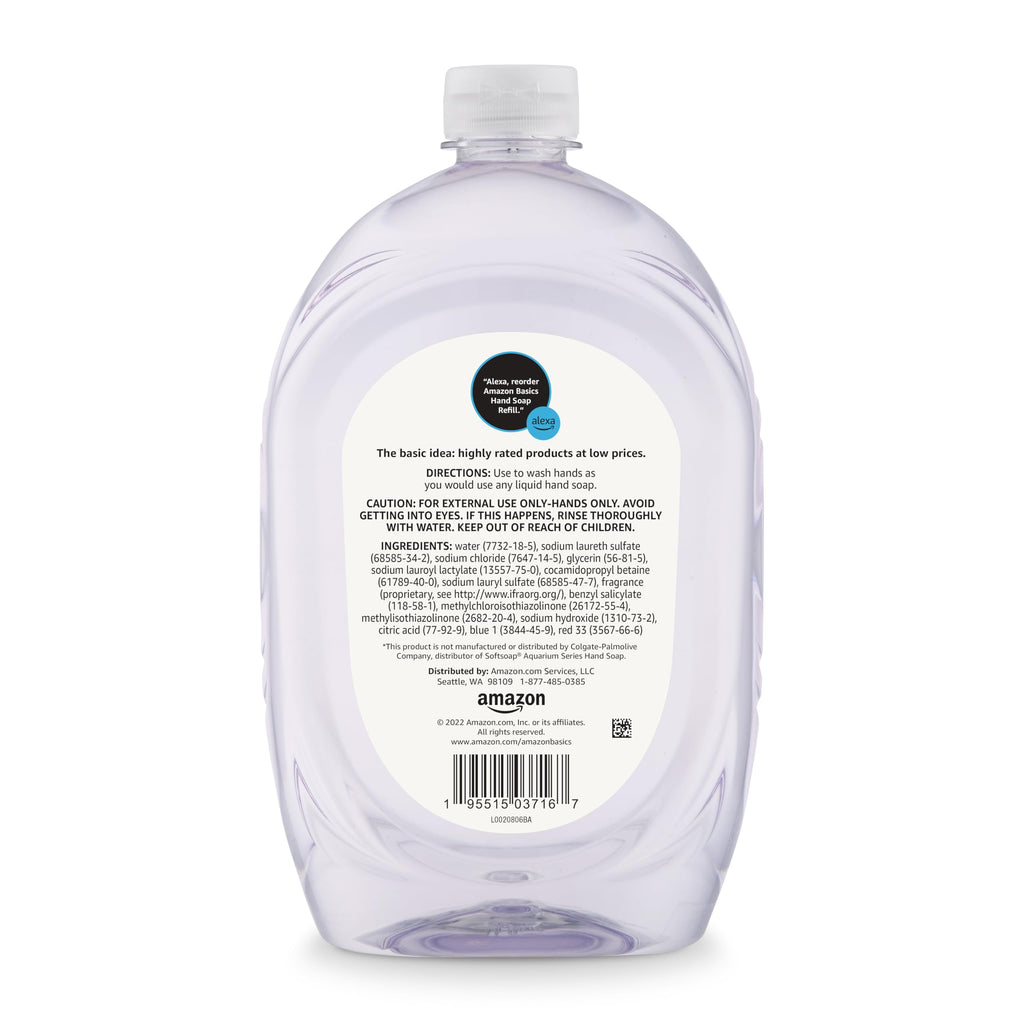 Amazon Basics Gentle & Mild Clear Liquid Hand Soap Refill, Triclosan-Free, Dermatologist-Tested, 50 Fl Oz, 2-Pack (Previously Solimo)