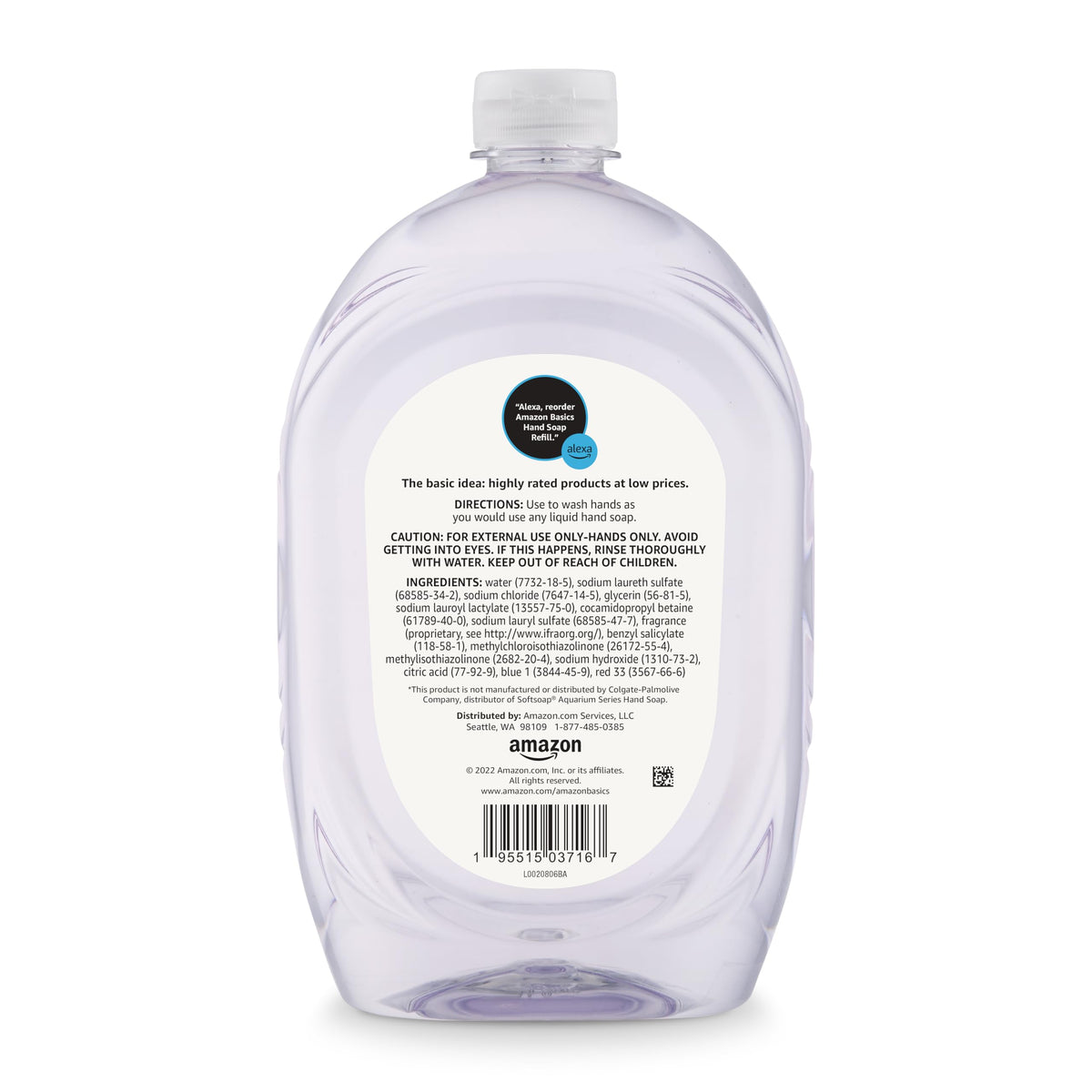 Amazon Basics Gentle & Mild Clear Liquid Hand Soap Refill, Triclosan-Free, Dermatologist-Tested, 50 Fl Oz, 2-Pack (Previously Solimo)
