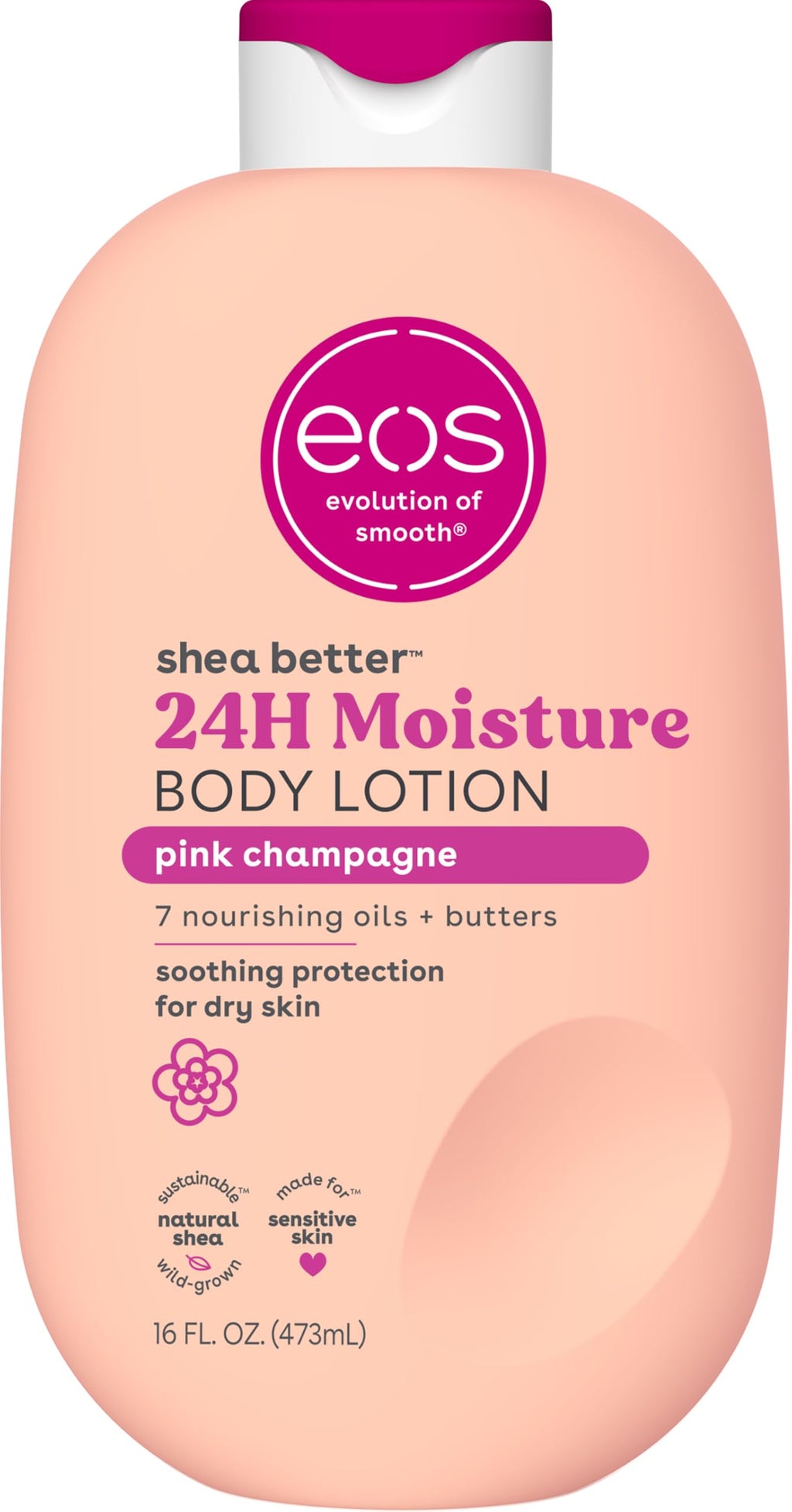 eos Shea Better Body Lotion, Fresh & Cozy, 24-Hour Moisture Skin Care, Lightweight & Non-Greasy, Natural Shea, Vegan, 16 fl oz