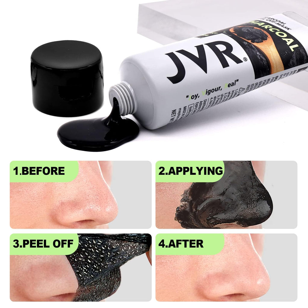 JVR Peel Off Face Mask, Blackhead Remover Mask for Men, Charcoal Peel Off Black Mask, Facial Mask Purifying and Deep Cleansing for All Skin Types