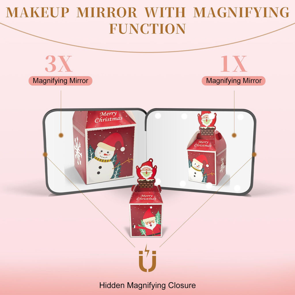 Kakuje Compact Mirror, 1X/3X Magnification LED Pocket Mirror with Nternal BIattery, Mini Mirror for Purse, Pocket,Travel and Present