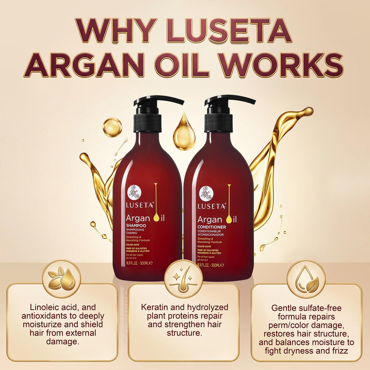 Luseta Shampoo and Conditioner Set Hair Shampoo Hair Conditioner Daily Shampoo