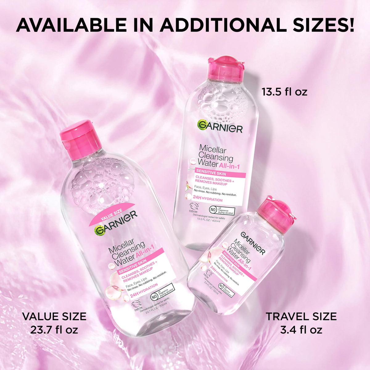 Garnier Micellar Water, Hydrating Facial Cleanser & Makeup Remover, Suitable for Sensitive Skin, Vegan, Cruelty Free, 13.5 Fl Oz (400mL), 2 Count