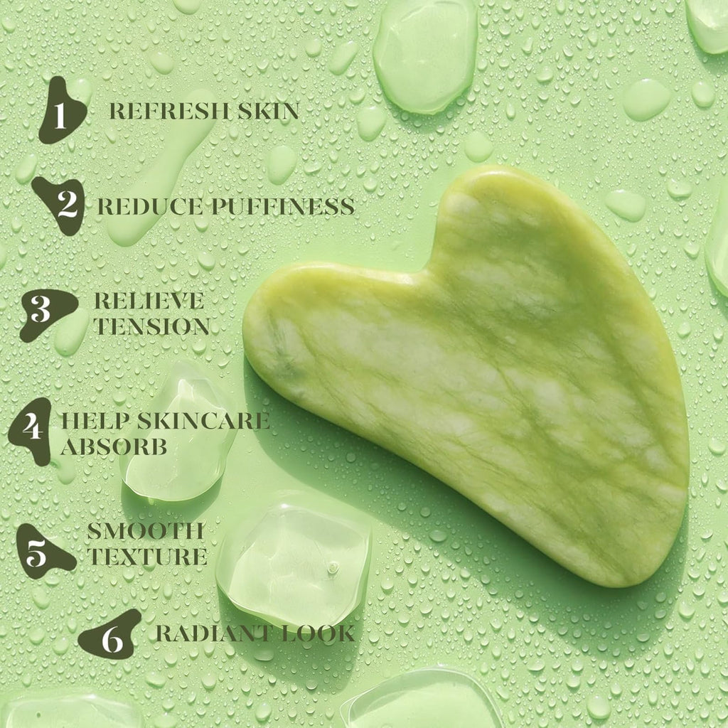 BAIMEI Jade Roller and Gua Sha Set Face Roller and Gua Sha Facial Tools for Skin Care Routine and Puffiness