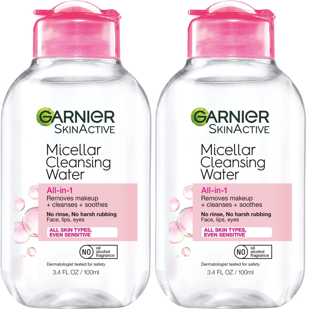 Garnier Micellar Water, Hydrating Facial Cleanser & Makeup Remover, Suitable for Sensitive Skin, Vegan, Cruelty Free, 13.5 Fl Oz (400mL), 2 Count