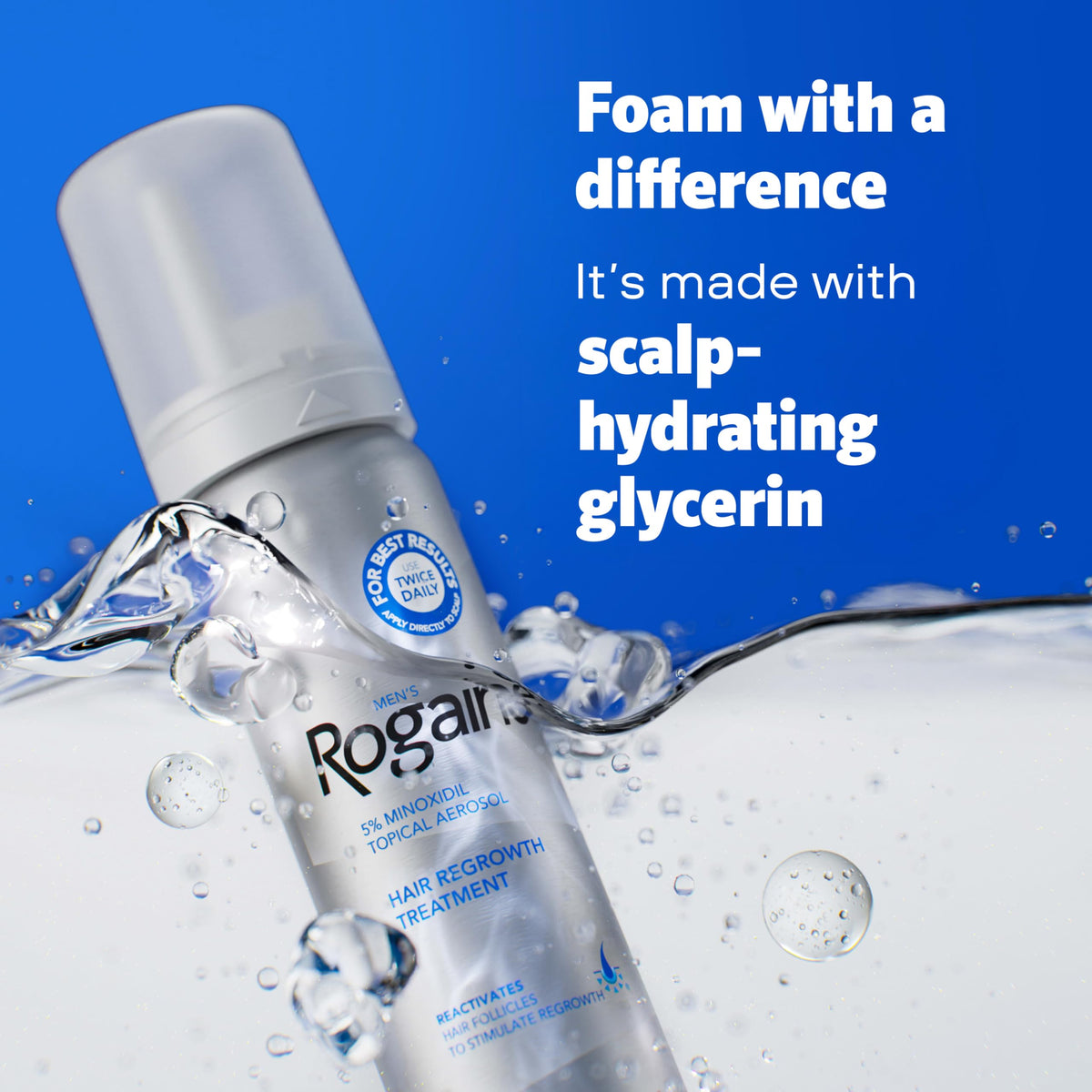 Men’s Rogaine 5% Minoxidil for Men Foam, Clinically Proven Regrowth for Thinning Hair, Topical Hair Loss Treatment, Unscented Topical Aerosol, Results in 8–16 Weeks, 3-Month Supply, 3 x 2.11 oz