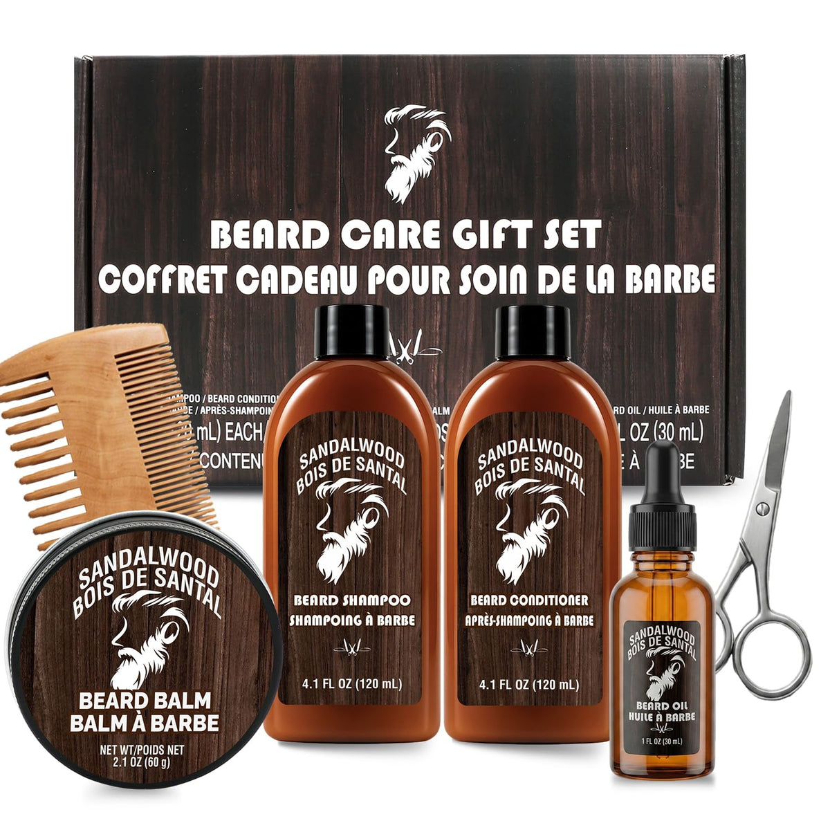 Rinse & Robust Beard Care Kit for Men 6 PCS Gifts for Him