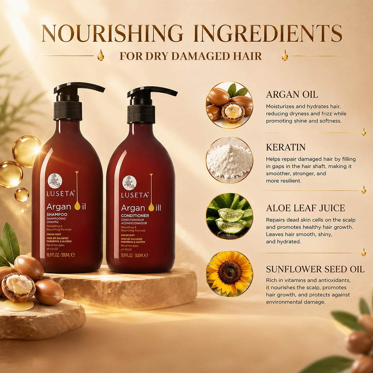 Luseta Shampoo and Conditioner Set Hair Shampoo Hair Conditioner Daily Shampoo