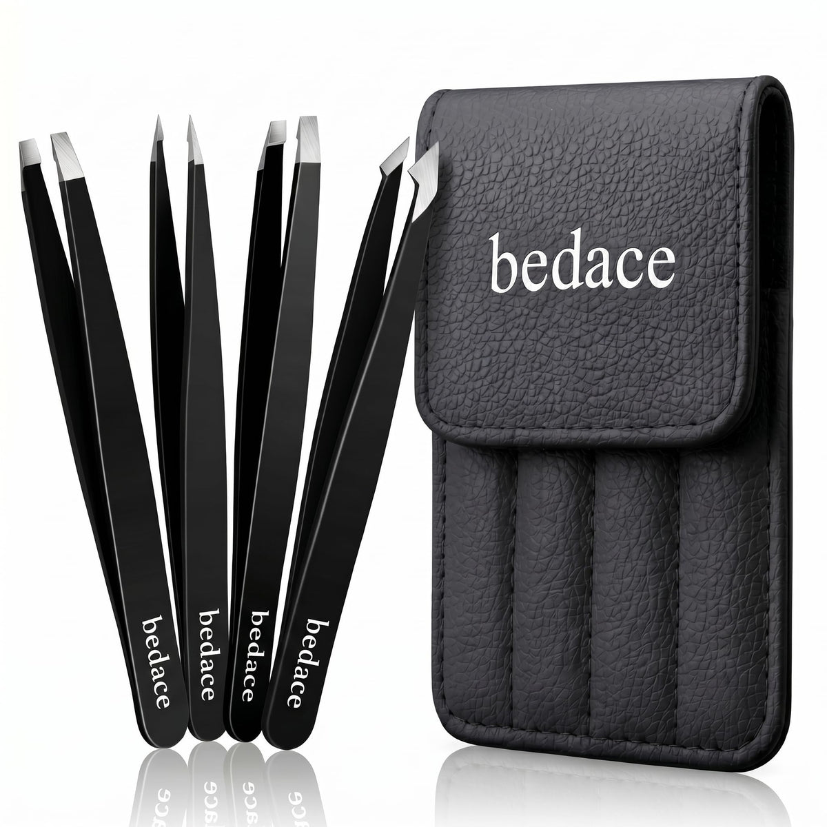 BEDACE Tweezers for Women and Men Facial Hair,Thickened 430 Stainless Steel High Precision and Comfort Slant point Flat Hook tweezer for Eyebrows Ingrown Hair